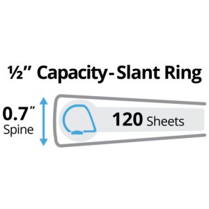 Avery 1/2″ Durable View Binder, Slant Rings, 2 White Binders (17002)