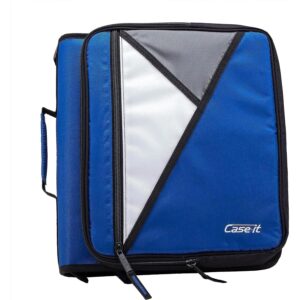 Case•it, Universal, 2" O-Ring Zipper Binder, with 13" Tablet Pouch, Assembled Product Height 13", Blue, LT-007 - Image 1