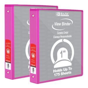 BAZIC 3 Ring Binder 1" Economy View Binders Fuchsia, Hold 175 Sheets, 2-Count - Image 1