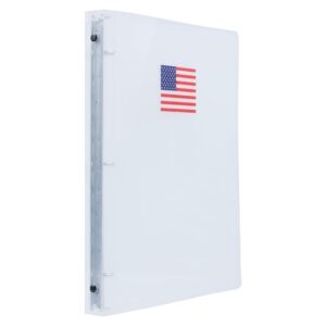 JAM Paper Plastic 3/4 Inch Binder, American Flag Clear 3 Ring Binder, 1/Pack
