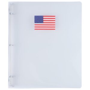 JAM Paper Plastic 3/4 Inch Binder, American Flag Clear 3 Ring Binder, 1/Pack