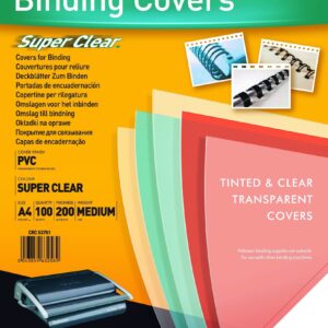 Fellowes A4 Binding Covers, PVC 150 Micron, Clear, Pack of 100, 5376001