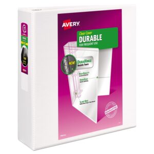Avery Durable View Binder with Durahinge and 3 Slant Rings, 3″ Capacity, 11×8.5, White
