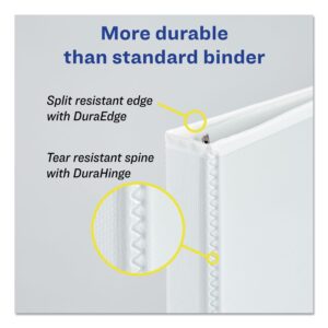 Avery Durable View Binder with Durahinge and 3 Slant Rings, 3″ Capacity, 11×8.5, White