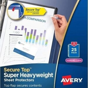 Secure Top(Tm) Sheet Protectors Top-Load Super Heavyweight Clear 8.5X11In 25/Pk - Image 1