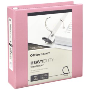 Office Depot® Heavy-Duty View 3-Ring Binder, 2" D-Rings, 49% Recycled, Light Pink - Image 1