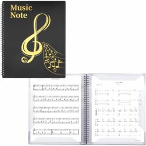 Music Folder for Sheet Music, 30 Sleeves 60 Pages, Blank Spiral Music Binder for Sheet Music and Documents Organizer, 8.5x11 Inch, Band Sheet Music Holder (Black) - Image 1