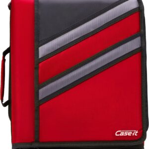 Case-it Z-Binder Two-in-One 1.5-Inch D-Ring Zipper Binders, Red