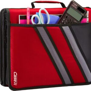 Case-it Z-Binder Two-in-One 1.5-Inch D-Ring Zipper Binders, Red