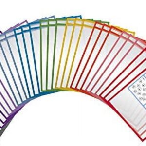 Dry Erase Pocket Sleeves, 30 Count, Crystal Clear, by Better Office Products, Oversized, 10.25″ x 13.75″, Heavy Duty Dry Erase Pocket Sheet Protectors, Reusable Pockets with 10 Assorted Colors,30 Pack