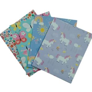 Back to School 2 Pocket Folders Portfolios Designs include Unicorns, Rainbows, Butterflies and Flowers Set of 4 Elementary Grade School
