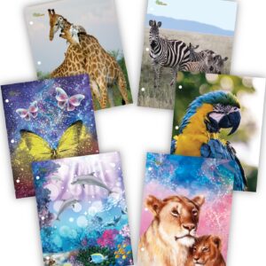 New Generation Wild Life Fashion School 2-Pocket Folders, Assorted Colors, 6 Count