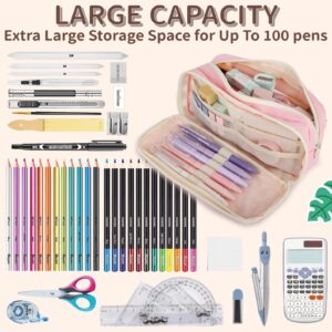 Large Capacity Pencil Case with Compartments, School Pencil Bags with Zipper, Big Storage Pen Bag for Teen Girl Boy Men Women, Adult Stationery Pen Bag for School College and Office - Image 3