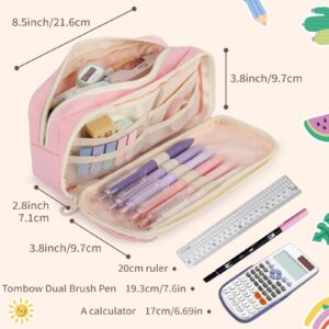 Large Capacity Pencil Case with Compartments, School Pencil Bags with Zipper, Big Storage Pen Bag for Teen Girl Boy Men Women, Adult Stationery Pen Bag for School College and Office - Image 4