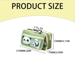 Clearance Item! Flip Pencil Case, Hilingoto Cute Panda Pencil Case Large Capacity for Adults Aesthetic Pencil Case Kawaii Pencil Pouch Cute with Zipper Preppy Pen Bag, Stationery Pencil Case Beige - Image 3