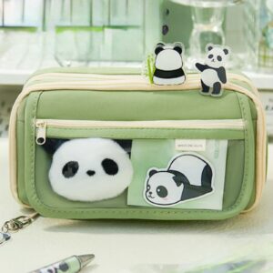 Clearance Item! Flip Pencil Case, Hilingoto Cute Panda Pencil Case Large Capacity for Adults Aesthetic Pencil Case Kawaii Pencil Pouch Cute with Zipper Preppy Pen Bag, Stationery Pencil Case Beige - Image 4