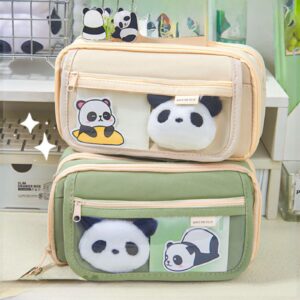 Clearance Item! Flip Pencil Case, Hilingoto Cute Panda Pencil Case Large Capacity for Adults Aesthetic Pencil Case Kawaii Pencil Pouch Cute with Zipper Preppy Pen Bag, Stationery Pencil Case Beige - Image 7