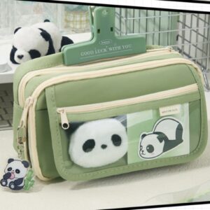 Clearance Item! Flip Pencil Case, Hilingoto Cute Panda Pencil Case Large Capacity for Adults Aesthetic Pencil Case Kawaii Pencil Pouch Cute with Zipper Preppy Pen Bag, Stationery Pencil Case Beige - Image 8