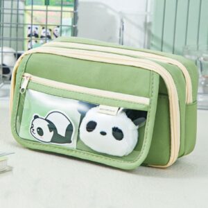Clearance Item! Flip Pencil Case, Hilingoto Cute Panda Pencil Case Large Capacity for Adults Aesthetic Pencil Case Kawaii Pencil Pouch Cute with Zipper Preppy Pen Bag, Stationery Pencil Case Beige - Image 11