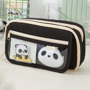Clearance Item! Flip Pencil Case, Hilingoto Cute Panda Pencil Case Large Capacity for Adults Aesthetic Pencil Case Kawaii Pencil Pouch Cute with Zipper Preppy Pen Bag, Stationery Pencil Case Beige - Image 15