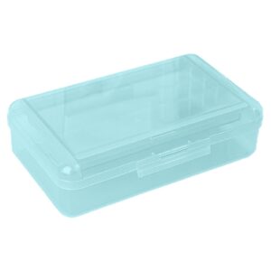 Preplabs Plastic Pencil Box Light Blue Pencil Case - Double Layer Hard Case with Snap Lid for Art Supplies - Image 2