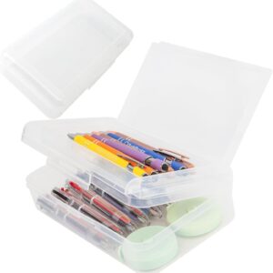 Preplabs Plastic Pencil Box Light Blue Pencil Case - Double Layer Hard Case with Snap Lid for Art Supplies - Image 4