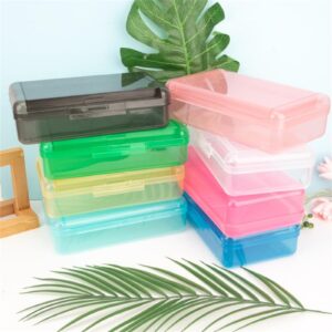 Preplabs Plastic Pencil Box Light Blue Pencil Case - Double Layer Hard Case with Snap Lid for Art Supplies - Image 9