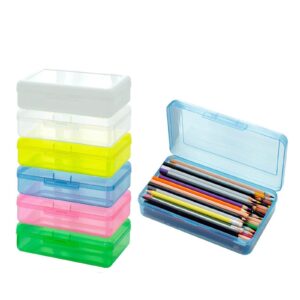 EGNMCR Pencil Box Large Capacity Plastic Pencil Case Boxes Hard Pencil Case Crayon Box with Snap-tight Lid Plastic Pencil Boxes Supply Boxes for Kids Boys School Classroom C - Fall Savings - Image 5