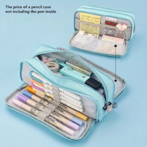 JMKQLZ Multi-layer Pencil Case Large Capacity Pencil Pouch Handheld Pen Bag Cosmetic Portable Gift for Office Teen Men Women Adult - Image 4
