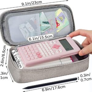 WEMATE Large Pencil Case with Zipper, Big Capacity, Canvas Pencil Case,Light Grey