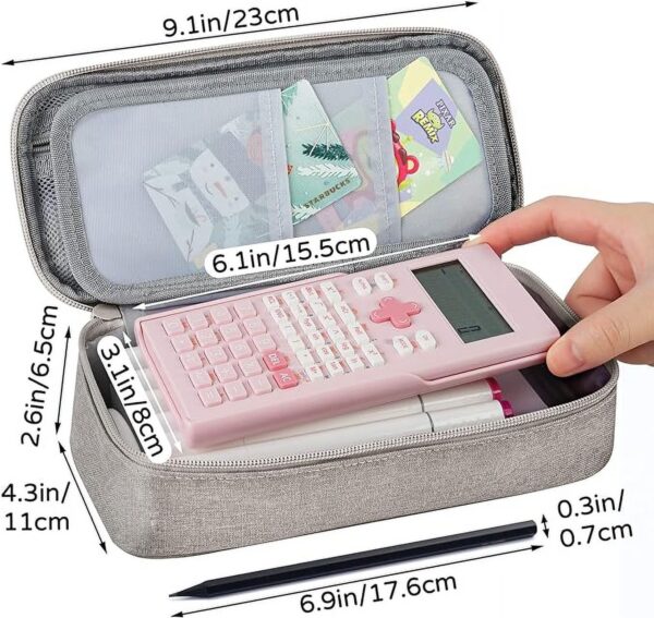 WEMATE Large Pencil Case with Zipper, Big Capacity, Canvas Pencil Case,Light Grey