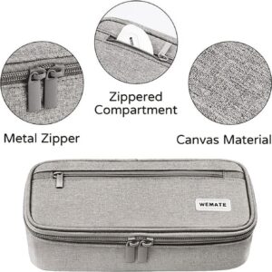 WEMATE Large Pencil Case with Zipper, Big Capacity, Canvas Pencil Case,Light Grey