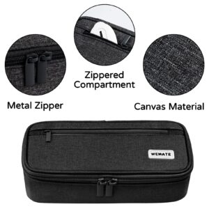 WEMATE Large Pencil Case with Zipper, Big Capacity, Canvas Pencil Case,Light Grey