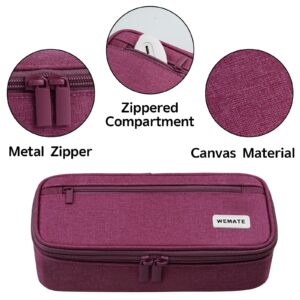 WEMATE Large Pencil Case with Zipper, Big Capacity, Canvas Pencil Case,Light Grey