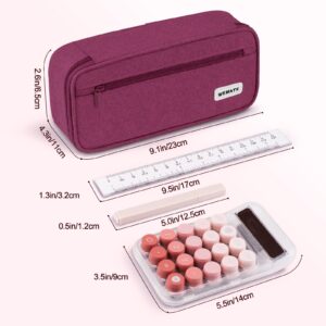 WEMATE Large Pencil Case with Zipper, Big Capacity, Canvas Pencil Case,Light Grey