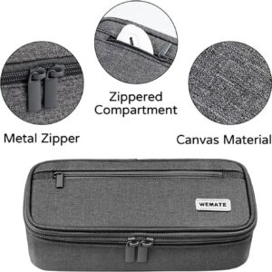 WEMATE Large Pencil Case with Zipper, Big Capacity, Canvas Pencil Case,Light Grey