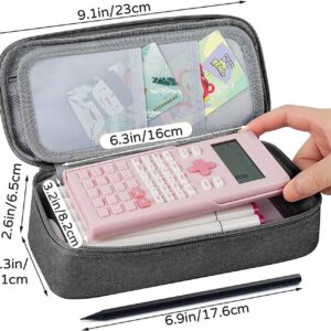 WEMATE Large Pencil Case with Zipper, Big Capacity, Canvas Pencil Case,Light Grey