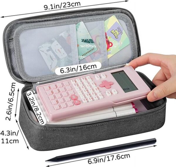 WEMATE Large Pencil Case with Zipper, Big Capacity, Canvas Pencil Case,Light Grey