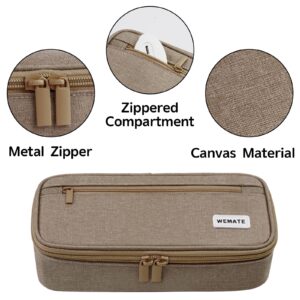 WEMATE Large Pencil Case with Zipper, Big Capacity, Canvas Pencil Case,Light Grey