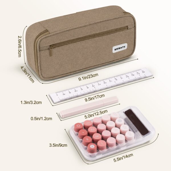 WEMATE Large Pencil Case with Zipper, Big Capacity, Canvas Pencil Case,Light Grey