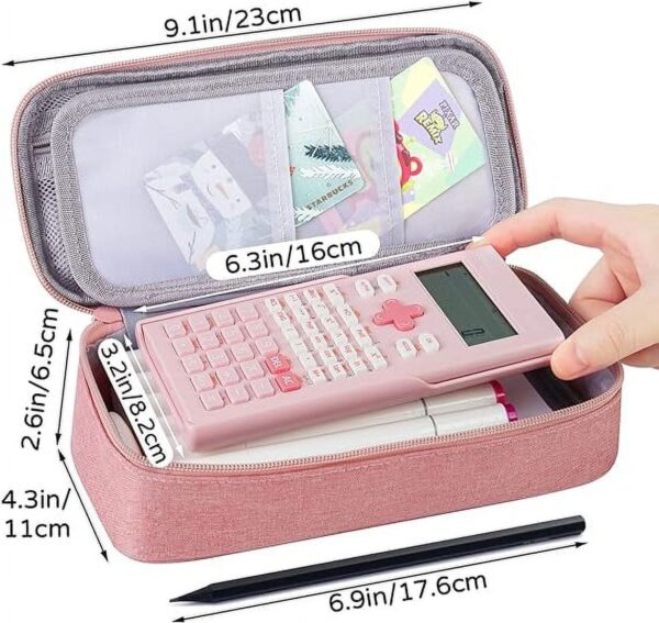 WEMATE Large Pencil Case with Zipper, Big Capacity, Canvas Pencil Case,Light Grey