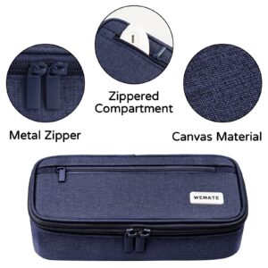WEMATE Large Pencil Case with Zipper, Big Capacity, Canvas Pencil Case,Light Grey