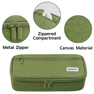 WEMATE Large Pencil Case with Zipper, Big Capacity, Canvas Pencil Case,Light Grey