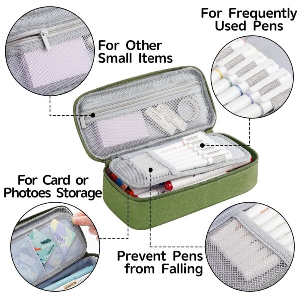 WEMATE Large Pencil Case with Zipper, Big Capacity, Canvas Pencil Case,Light Grey