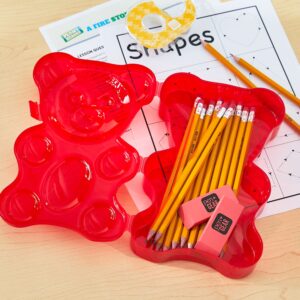Pen+Gear Plastic Bear Pencil Box, Red Color for Elementary School - Image 3