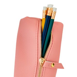 Pen + Gear Simulated Leather Pencil Pouch, Pink for Middle School - Image 4