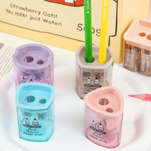 RXIRUCGD Pen Sharpener, 4pc Pencil Sharpeners - Double Hole Sharpener for Classroom Supplies, Colored Pencil Sharpener for Supplies. Handheld Pencil and Crayon Sharpener(Random Color),Pink - Image 7