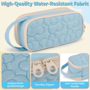 Pencil Case For Girls,Flower Quilted Large Capacity Pencil Pouch With 2 Compartment, Zipper Pencil Bag With Handle, Women Soft Pencil Box For Middle School Office College - Image 11