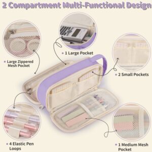 Pencil Case For Girls,Flower Quilted Large Capacity Pencil Pouch With 2 Compartment, Zipper Pencil Bag With Handle, Women Soft Pencil Box For Middle School Office College - Image 16