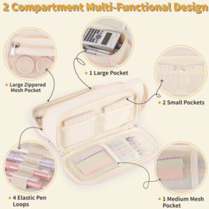 Pencil Case For Girls,Flower Quilted Large Capacity Pencil Pouch With 2 Compartment, Zipper Pencil Bag With Handle, Women Soft Pencil Box For Middle School Office College - Image 22